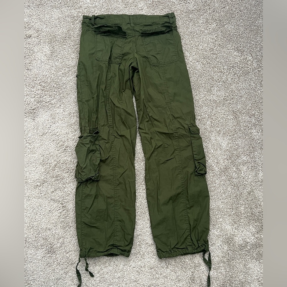 Rue21 Olive Green Cargo Pants M Y2K Style Utility Wide Leg - Picture 2 of 9